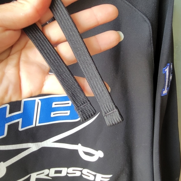 New Balance Hoodie Medium Black Graphic CAVALIERS LACROSSE Fleece Drawnstring - Picture 9 of 11